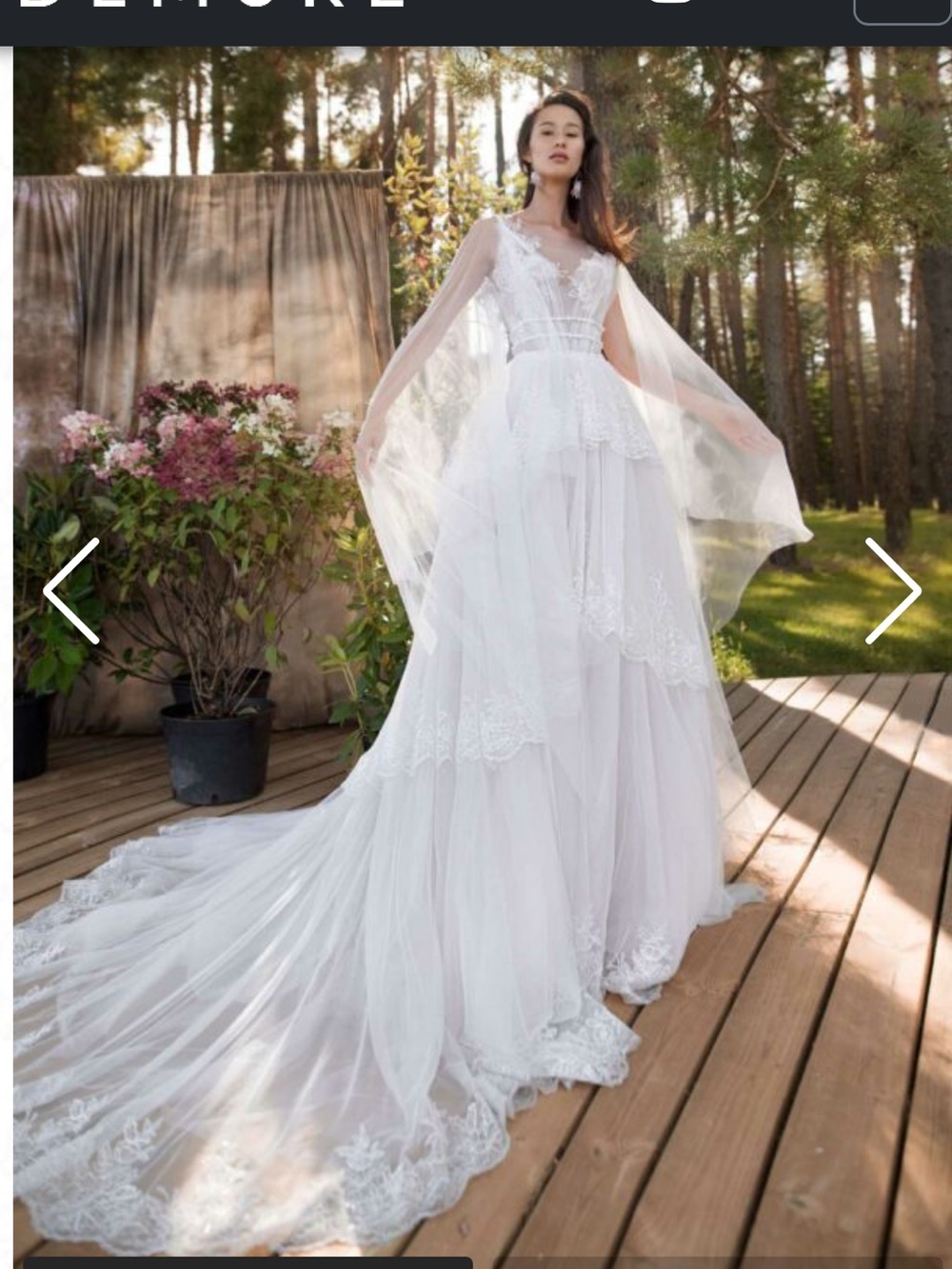 Ivory Lace Tiered A Line Wedding Dress - Picture 2 of 6